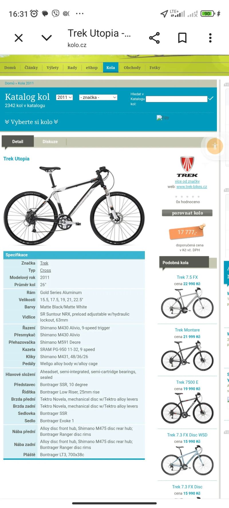 Trek velikost (XL) kola 28