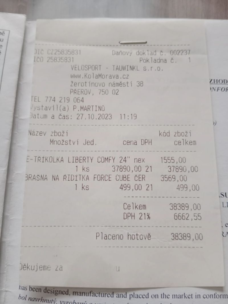Prodám elektro tříkolku pro seniory.