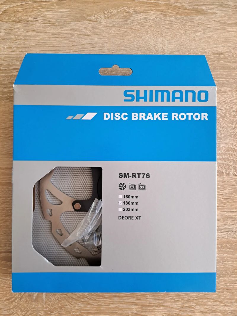 Brzdový kotouč 180 mm Shimano DEORE/XT SM-RT76, 6děr, včetně šroubů