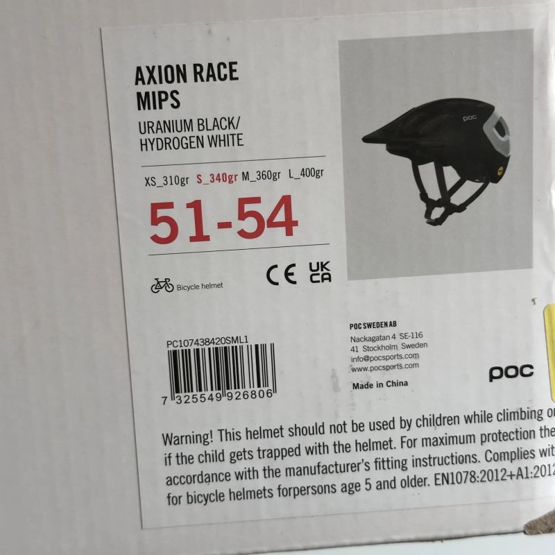 Cyklistická helma POC Axion Race Mips Uranium Black Matt Hydrogen White vel. S
