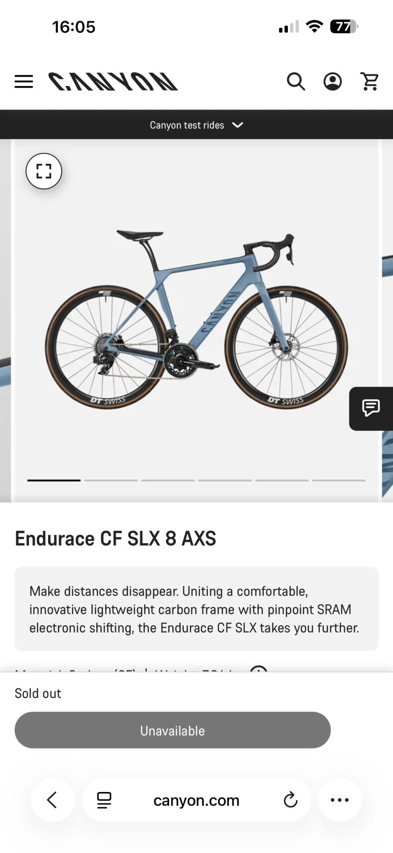 Canyon Canyon Endurace CF SLX 8 AXS