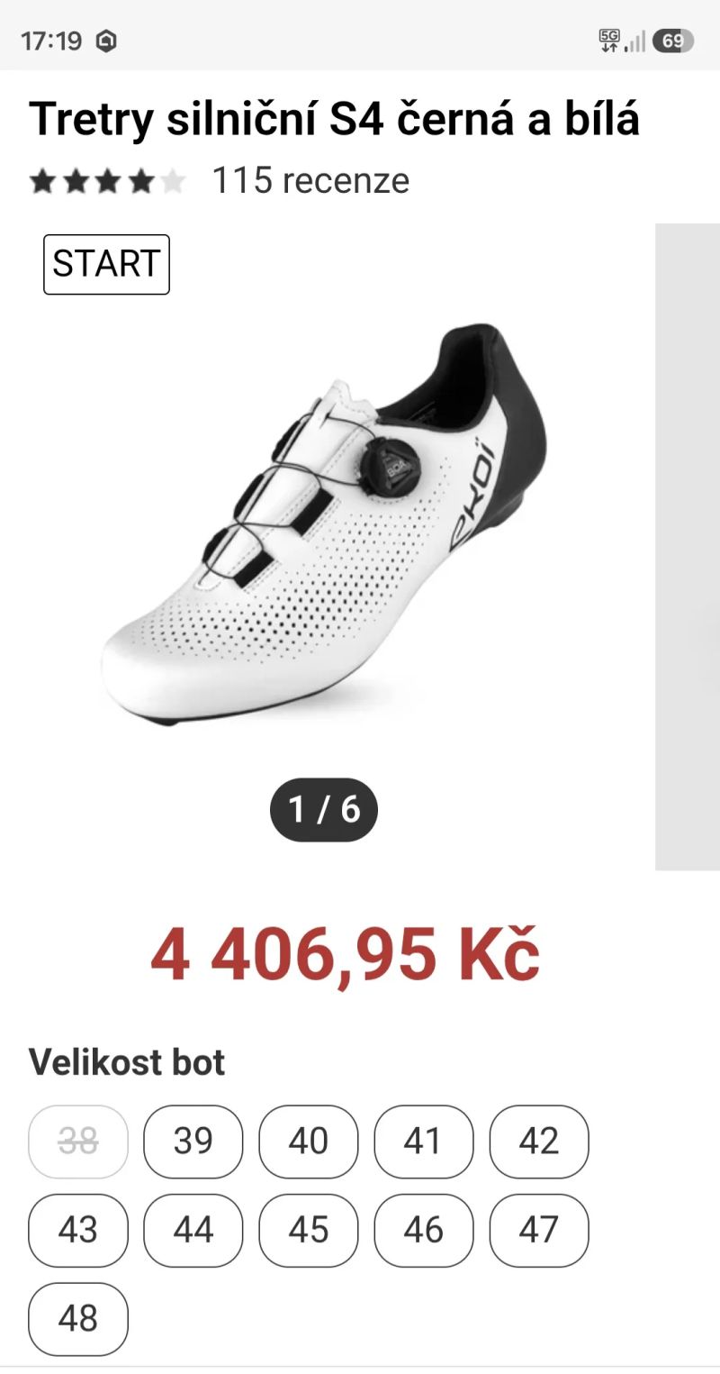 Ekoi Tretry silniční S4 černá a bílá