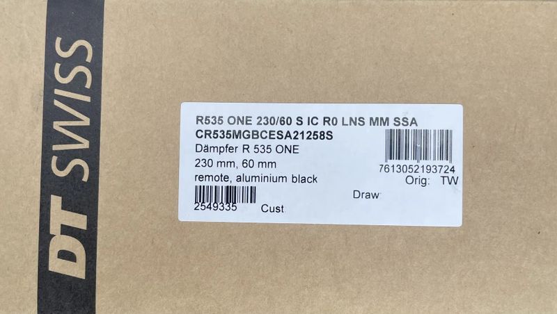 Nový - Tlumič DT SWISS R535 One Remote 230x60