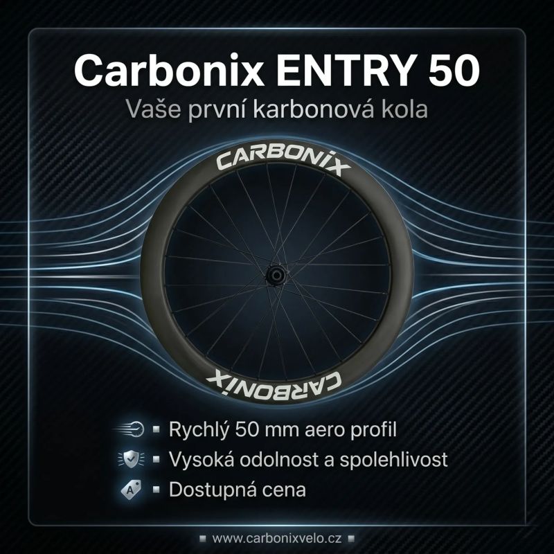 💸 DOSTUPNÁ – Silniční karbonová kola Carbonix ENTRY 50 | ocelové dráty Pillar | disc | 1510 g
