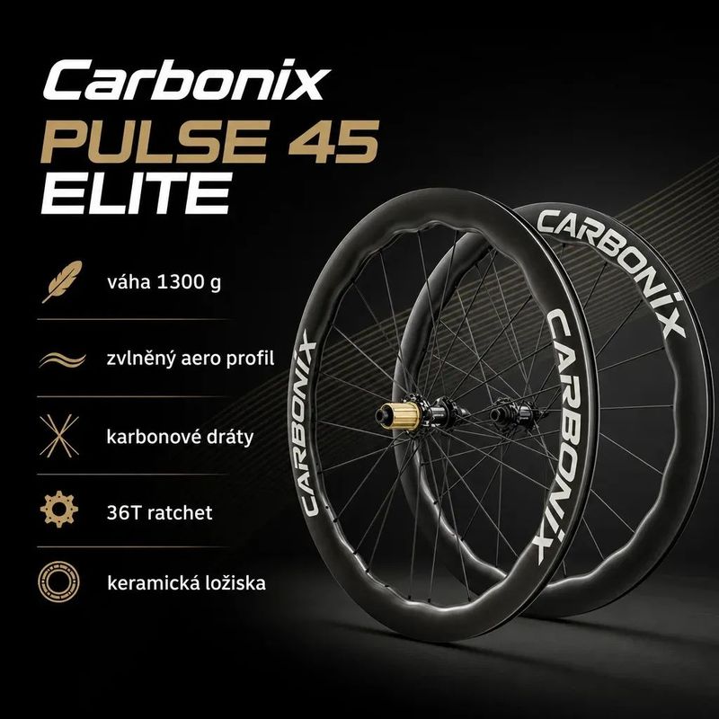 🪶 ULTRA LEHKÁ – Silniční kola Carbonix PULSE 45 ELITE | karbonové dráty | keramika | 1300 g