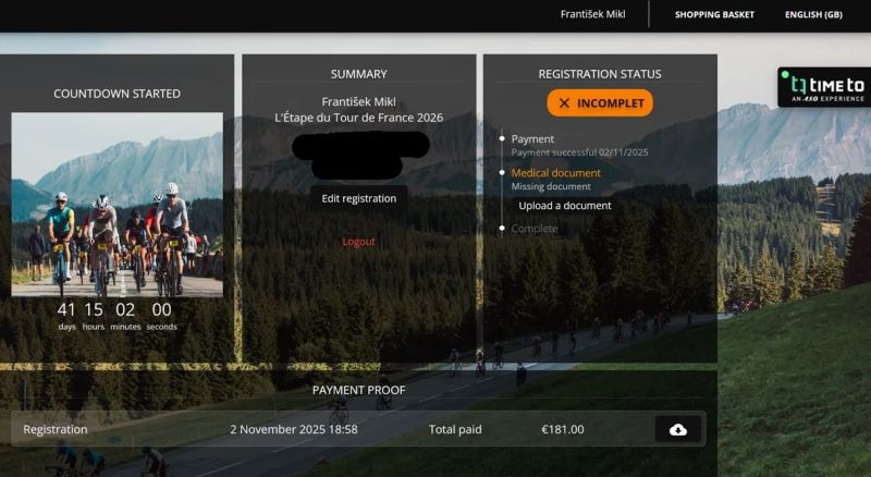 Startovné na L’Étape du Tour de France 2026