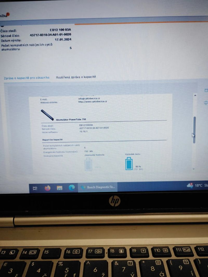 Bosch 750W Originální, vysokokapacitní integrovaná baterie BOSCH PowerTube 750. Horizontální