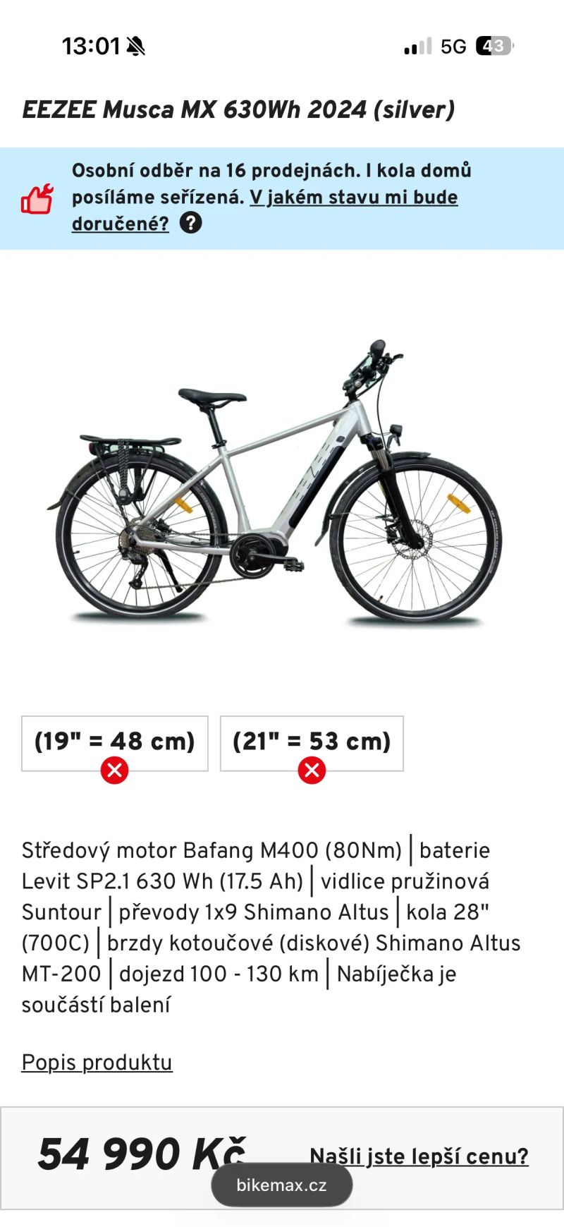 Eezee comfortline elektrokolo ebike L 