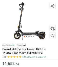 Nová elektrokoloběžka Ausom K20 Pro
