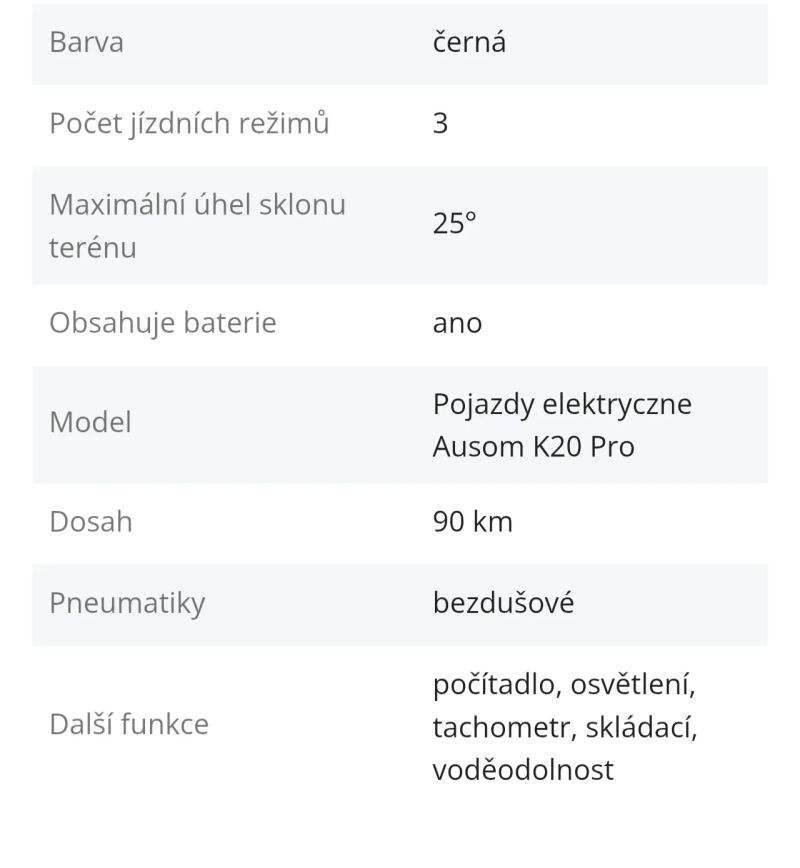 Nová elektrokoloběžka Ausom K20 Pro