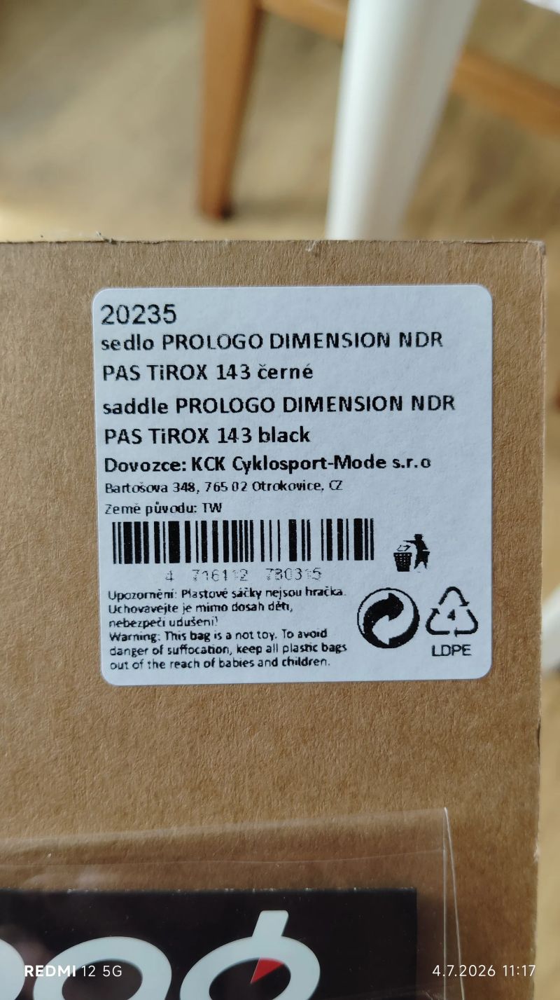 Sedlo Prologo Dimension NDR TiROX 143 antracitem/Black 