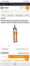 Novinka 2027 FOX 38 Factory Fit GripX2 GlideCore-Evol Kashima 160mm 29"
