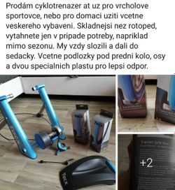 Cyklotrenazer Tacx včetně vybavení (podložka, dva pláště)