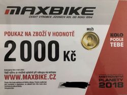 Prodám 2x poukaz do Eshopu Maxbike v hodnotě 2000