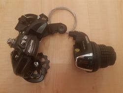 Shimano Tourney 6-7sp. + řazení Revoshift 6sp.