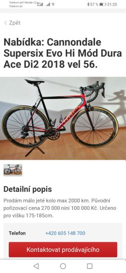 Cannondale Supersix Evo Hi Mód Dura Ace Di2 2018 vel 56