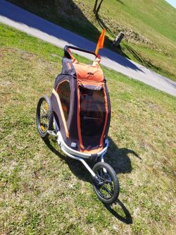 Dětský vozík za kolo - KTM Trailer Carry More (Jogger Kit + 360°kolečko) Orange/black 2 děti