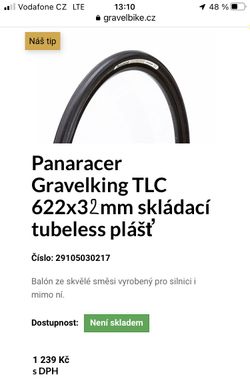 2x Panaracer Gravelking TLC 622x32mm skládací tubeless plášť
